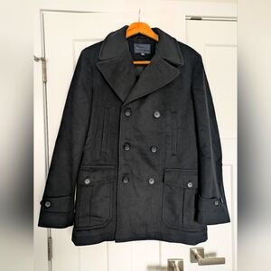 Banana Republic Black Double-Breasted Wool Peacoat